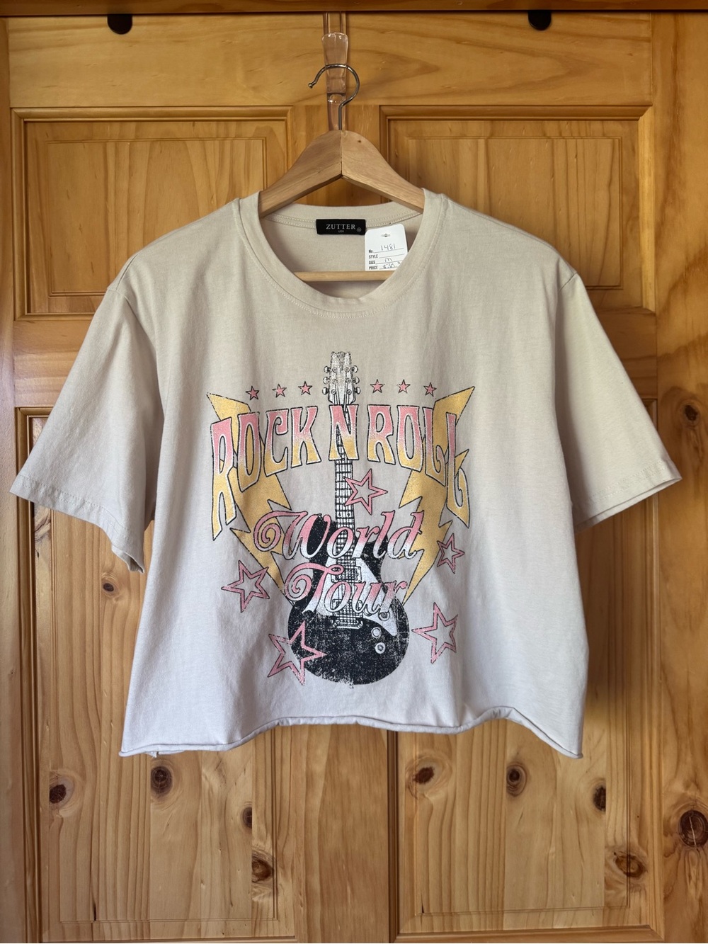 Zutter Cropped 'Rock N Roll World Tour' Short Sleeve Tee size Medium